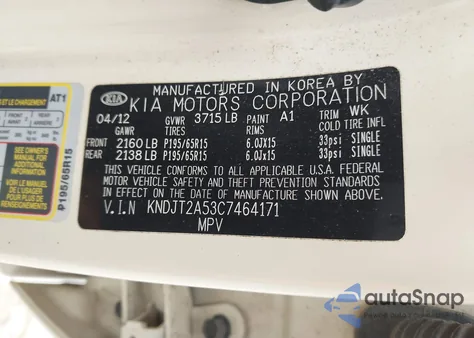 2012 Kia Soul z USA, uszkodzony, nr VIN KNDJT2A53C7464171